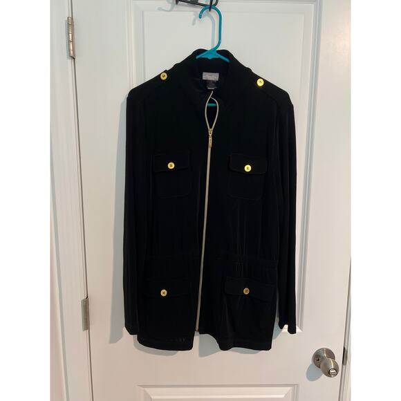 Chico’s Travelers Utility Jacket – Size 2 (L/12) – Black Cross Dye - Picture 1 of 4